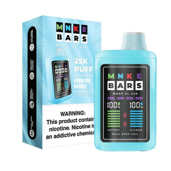 Best Deal MNKE Bars XL 25000 Puffs Disposable Vape 18mL Fresh Mint