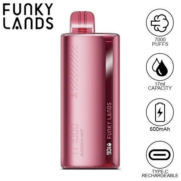 Best Deal Funky Lands Ti7000 Puffs Disposable Vape 17mL Blossom Mint