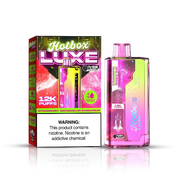 Best Deal Hotbox Luxe 12k Puffs Disposable Vape 20mL Strawberry Watermelon Bubble Gum