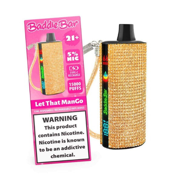 Best Deal Baddie Bar 15,000 Puff Disposable Vape 15mL Let That Mango