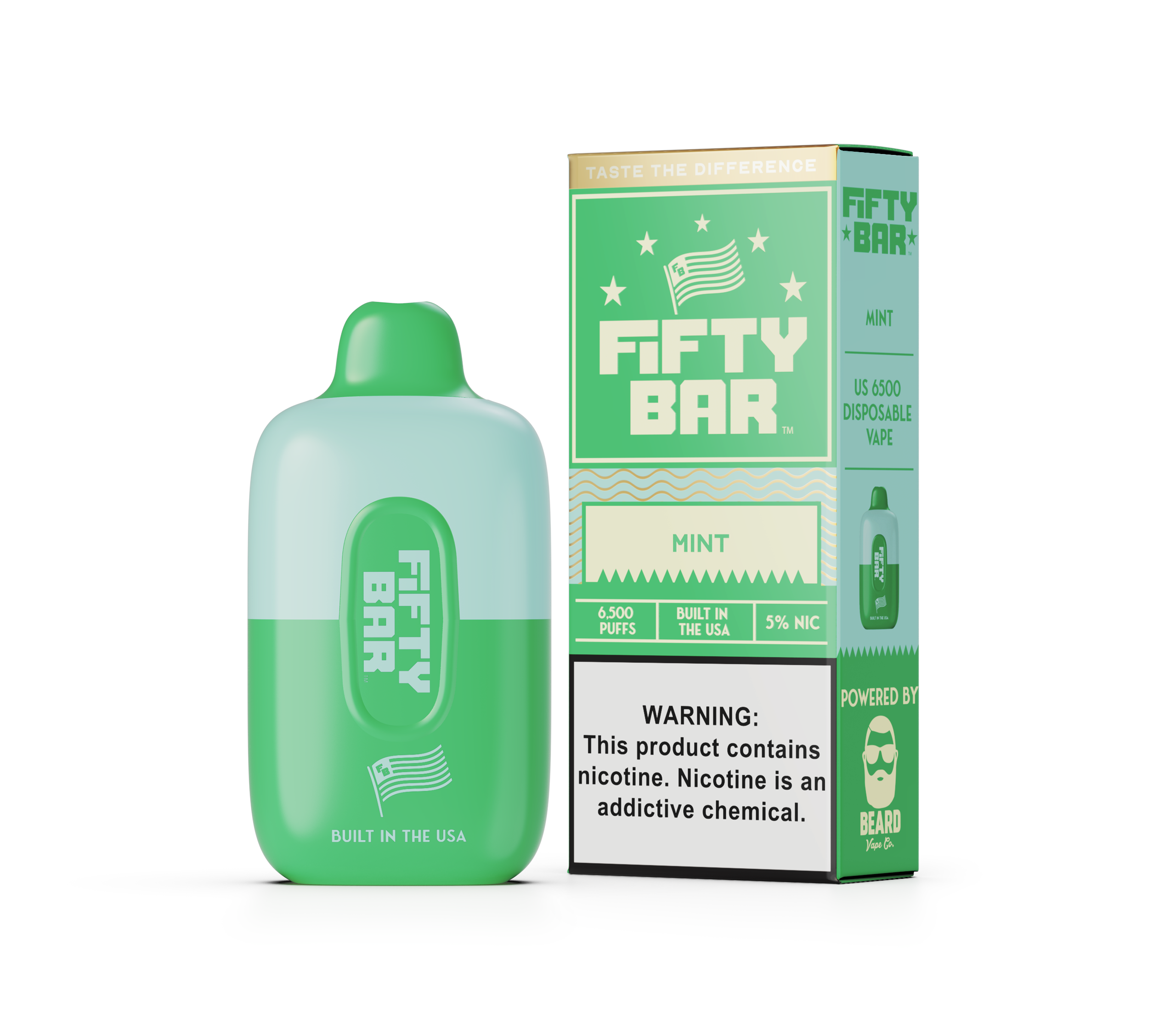 Best Deals Fifty Bar 6500 Puff Rechargeable Vape Disposable 16mL Best Flavor Mint