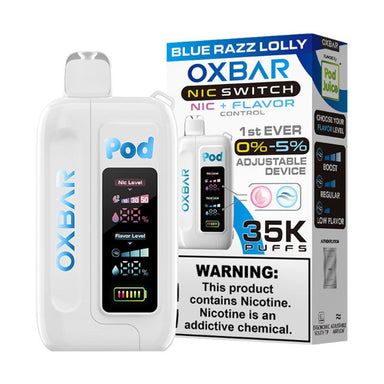 OXBAR x Pod Juice NIC Switch 35,000 Puff Disposable Blue Razz Lolly