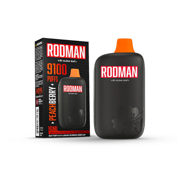 Best Deal RODMAN by 9100 Puffs Rechargeable Vape Peach Berry