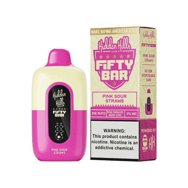 Best Deal Hidden Hills x Fifty Bar 20K Disposable Vape Pink Sour Straws