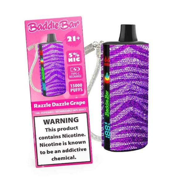 Best Deal Baddie Bar 15,000 Puff Disposable Vape 15mL Razzle Dazzle Grape