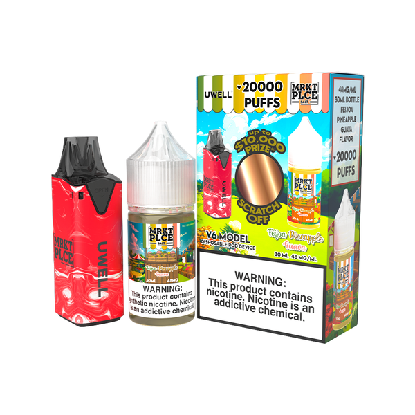 Uwell V6 Pod Kit_Daddy's Vapor Vape Juice 30mL Bundle Red/Feijoa Pineapple Guava 48mg