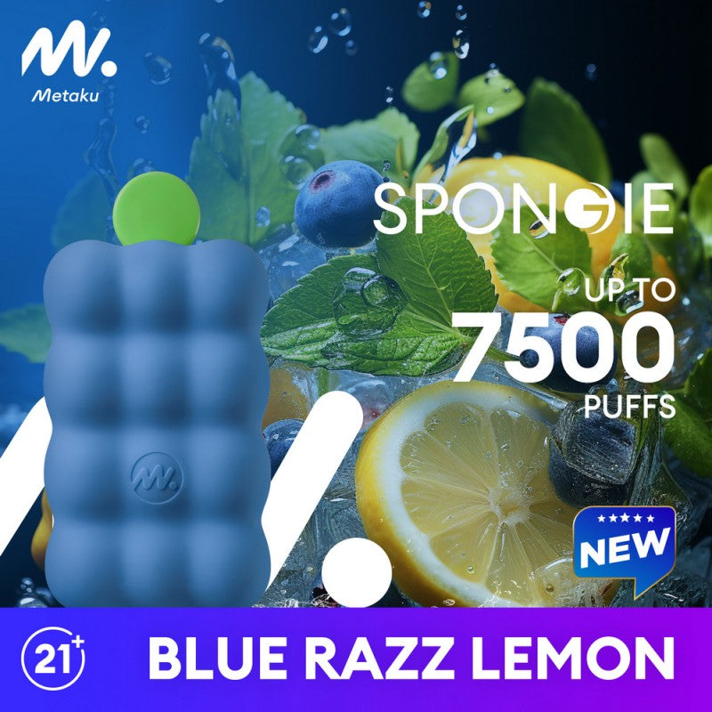 Best Deals Metaku Spongie 7500 Puffs Disposable Vape 12mL 5 Pack - Blue Razz Lemon