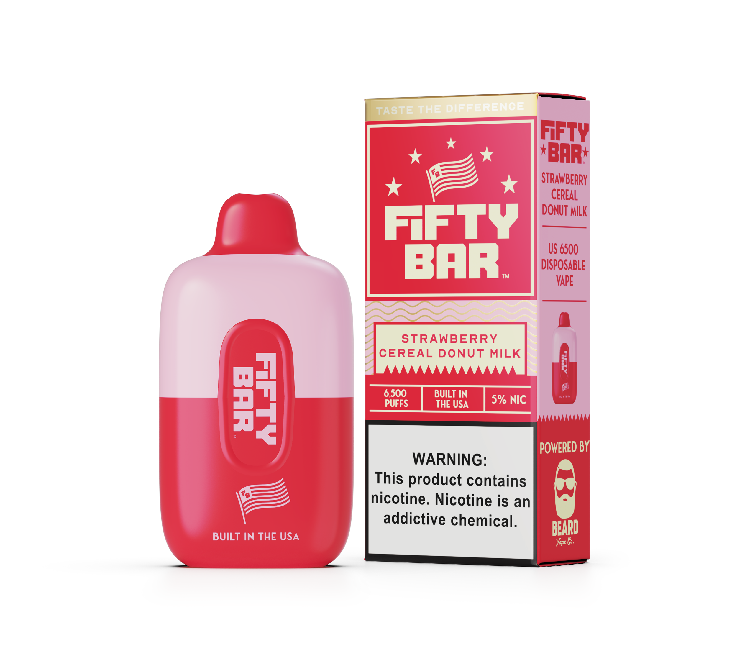 Best Deals Fifty Bar 6500 Puff Rechargeable Vape Disposable 16mL Best Flavor Strawberry Cereal Donut Milk