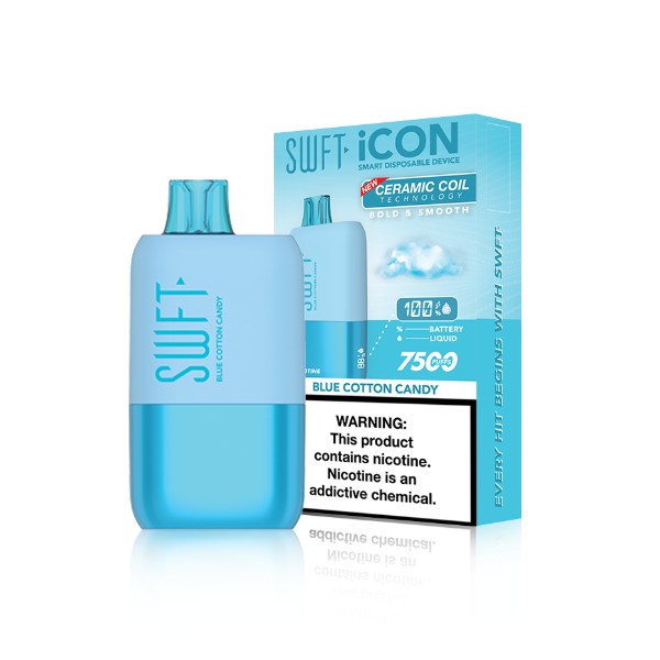 Best Deal SWFT Icon 7500 Puffs Ceramic 17mL Disposable Vape Blue Cotton Candy