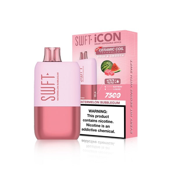 Best Deal SWFT Icon 7500 Puffs Ceramic 17mL Disposable Vape Watermelon Bubblegum