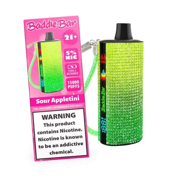 Best Deal Baddie Bar 15,000 Puff Disposable Vape 15mL Sour Appletini