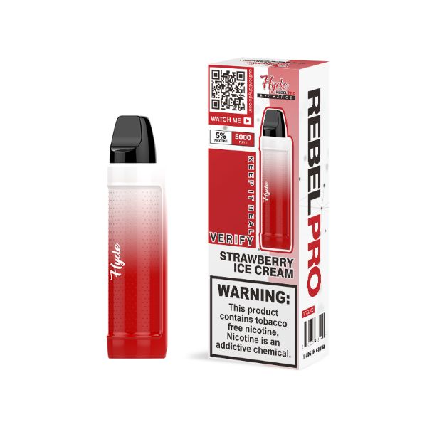 Hyde Rebel PRO 5000 Puffs Single Disposable Vape 11mL Best Flavor Strawberry Ice Cream