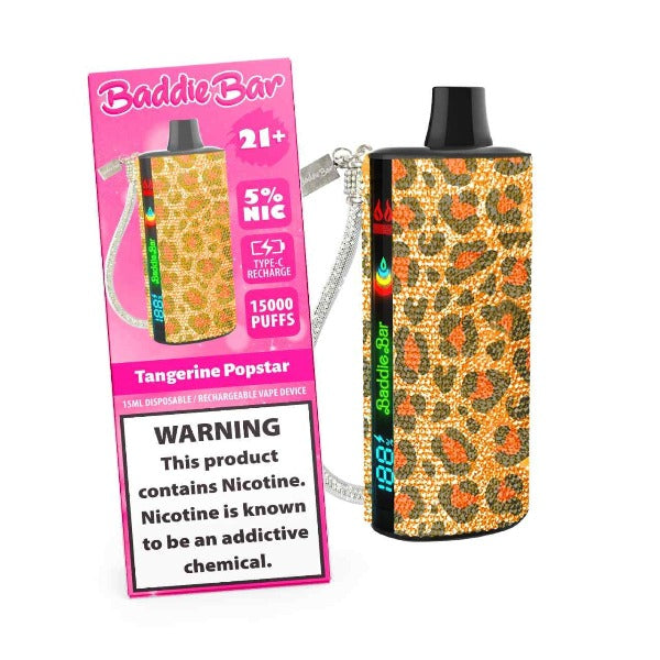 Best Deal Baddie Bar 15,000 Puff Disposable Vape 15mL Tangerine Popstar