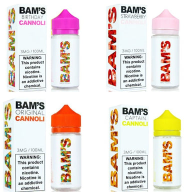 Bam Bam's Cannoli Vape Juice 100mL Best Flavors Birthday Cannoli Captain Cannoli Original Cannoli Strawberry Cannoli