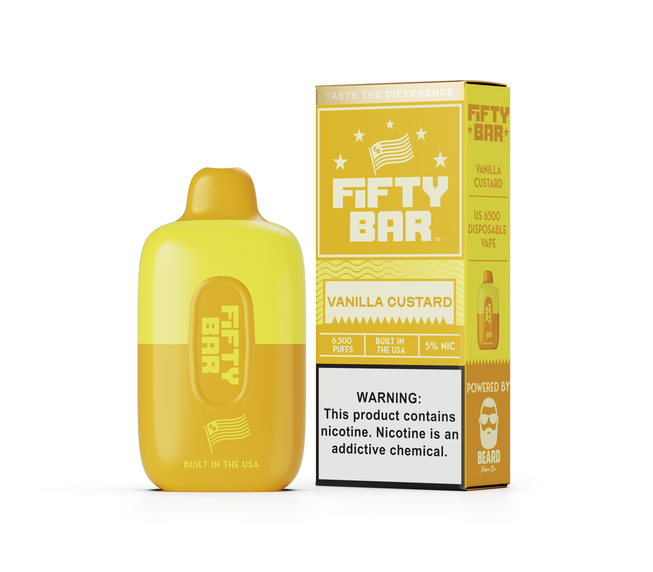 Best Deals Fifty Bar 6500 Puff Rechargeable Vape Disposable 16mL Best Flavor Vanilla Custard