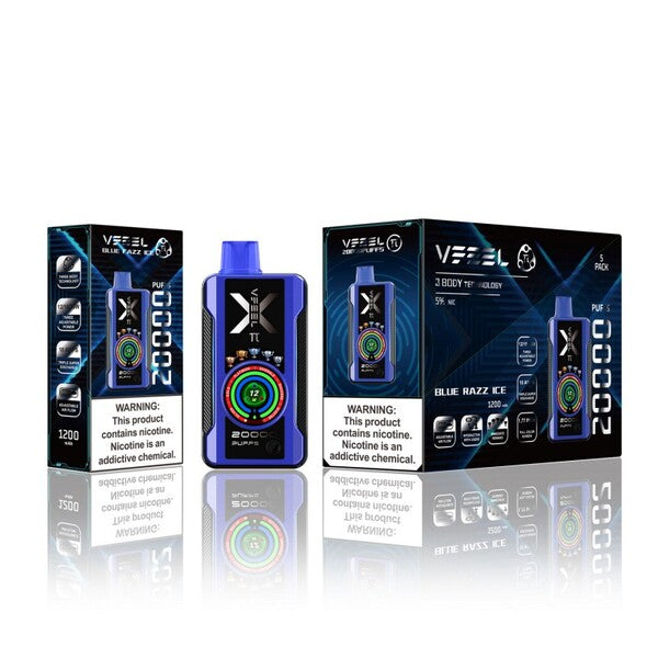 Best Deal VFEEL Pi 20000 Puff Vape 5 Pack 25mL Blue Razz Ice