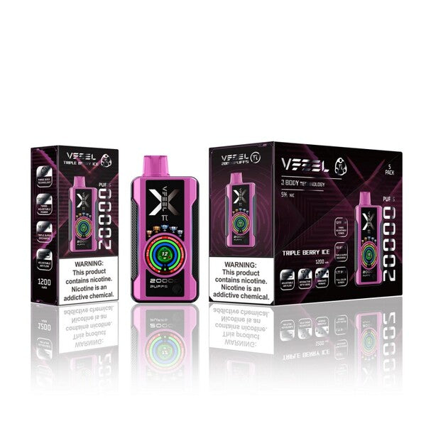 Best Deal VFEEL Pi 20000 Puff Vape 5 Pack 25mL Triple Berry Ice