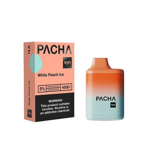 Best Deal Pachamama Syn 4500 Puffs Single Disposable Vape 12mL White Peach Ice