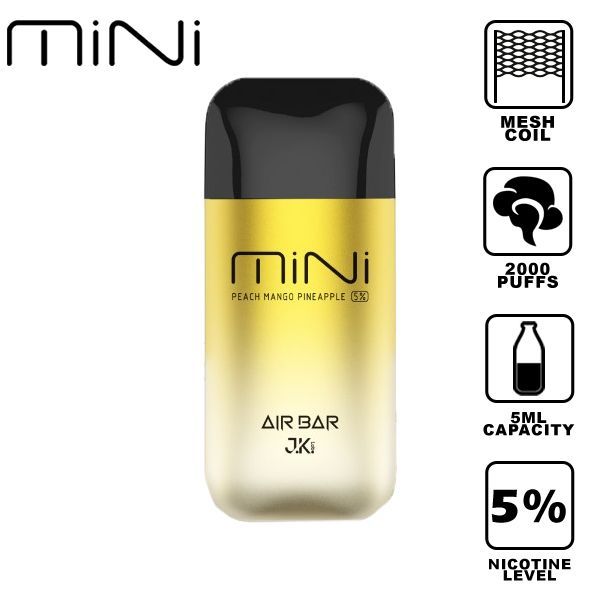 Air Bar Mini 2000 Puffs Disposable Vape 10 Pack 5mL Best Flavor Peach Mango Pineapple