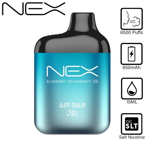 Air Bar NEX 6500 Puffs Disposable Vape 10 Pack 15mL Best Flavor Blueberry Dragonfruit