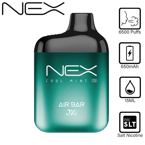 Air Bar NEX 6500 Puffs Disposable Vape 10-Pack Best Flavor Cool Mint