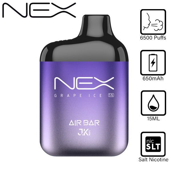 Air Bar NEX 6500 Puffs Disposable Vape 10 Pack 15mL Best Flavor Grape Ice