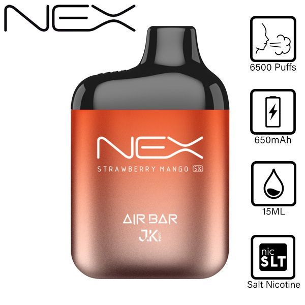 Air Bar NEX 6500 Puffs Disposable Vape 10 Pack 15mL Best Flavor Strawberry Mango