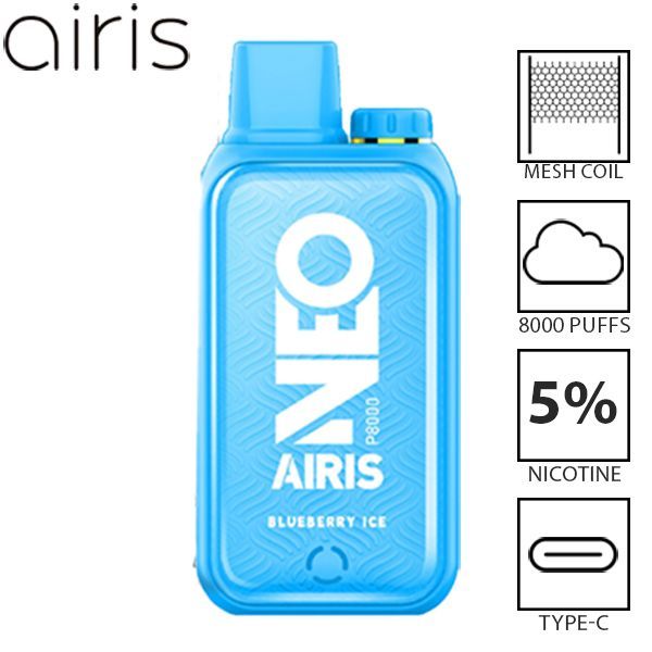 Airis Neo P8000 8000 Puffs Disposable Vape  Best Flavor Blueberry Ice