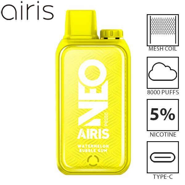 Airis Neo P8000 8000 Puffs Disposable Vape Best Flavor Watermelon Bubblegum