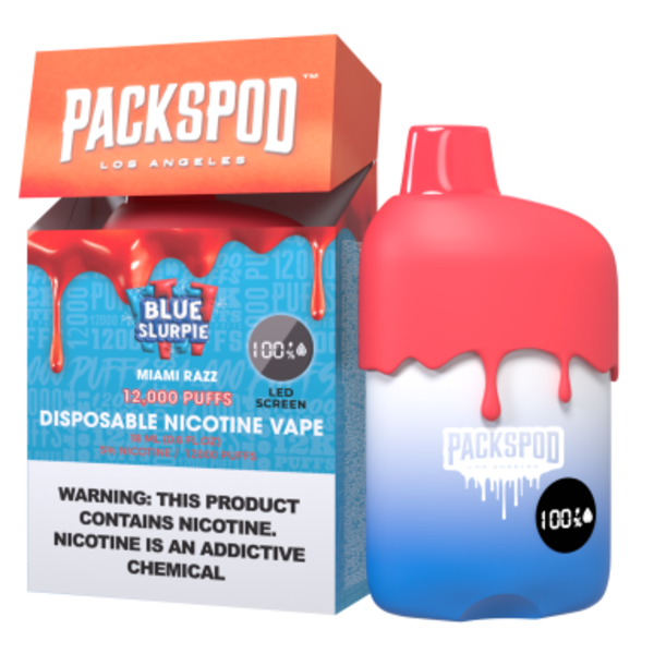 Best Deal Packspod 12,000 Puffs Disposable Vape 5% 18mL Blue Slurpie