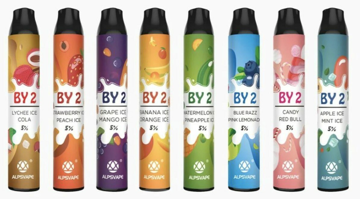 Alpsvape BY2 2-in-1 Disposable Vape 6mL Best Flavors Lychee Ice Cola Strawberry Ice Peach Ice Grape Ice Mango Ice Banana Ice Orange Ice Watermelon Ice Pineapple Ice Blue Razz Pink Lemonade Candy Red Bull Apple Ice Mint Ice