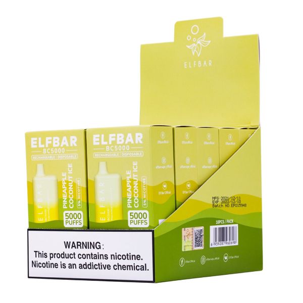 Elf Bar BC5000 1Pk Disposable Vape Best Flavor Pineapple Coconut Ice