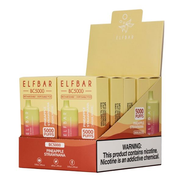 Elf Bar BC5000 1Pk Disposable Vape Best Flavor Pineapple Strawnana