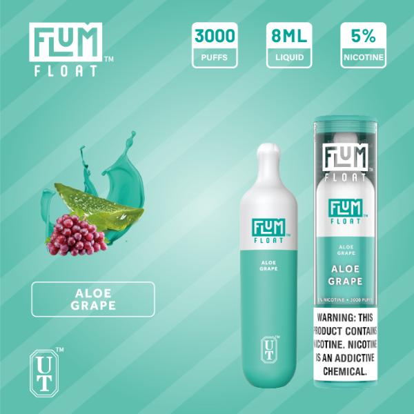 Flum Float 3000 Puffs Disposable Vape 8mL 10 Pack Best Flavor Aloe Grape