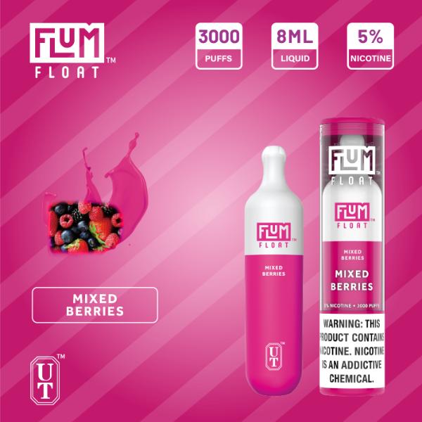 Flum Float 3000 Puffs Disposable Vape 8mL 10 Pack Best Flavor Mixed Berries