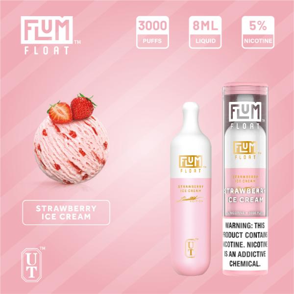 Flum Float 3000 Puffs Disposable Vape 8mL 10 Pack Best Flavor Strawberry Ice Cream