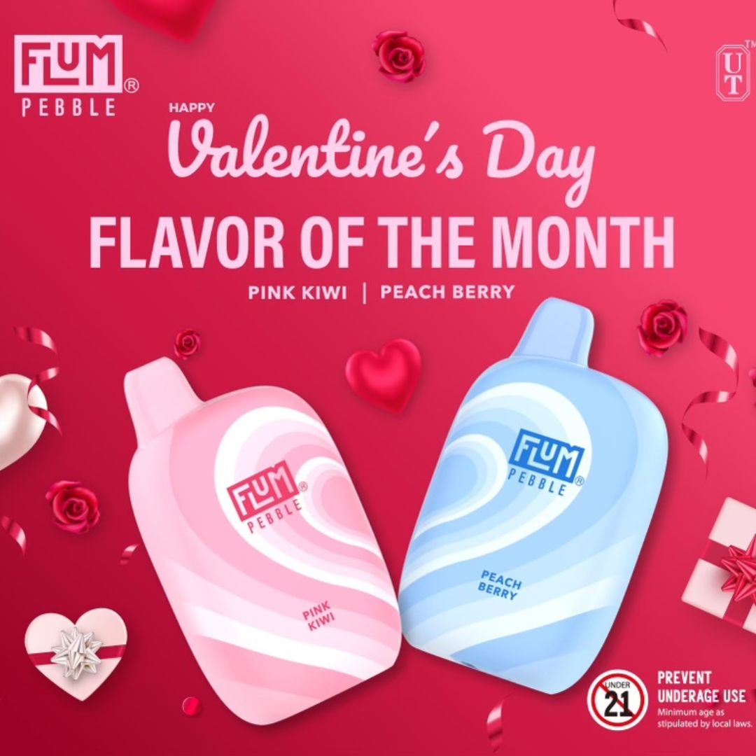 Flum Pebble Valentine's Edition Disposable Vape 14mL Best Flavors Pink Kiwi Peach Berry