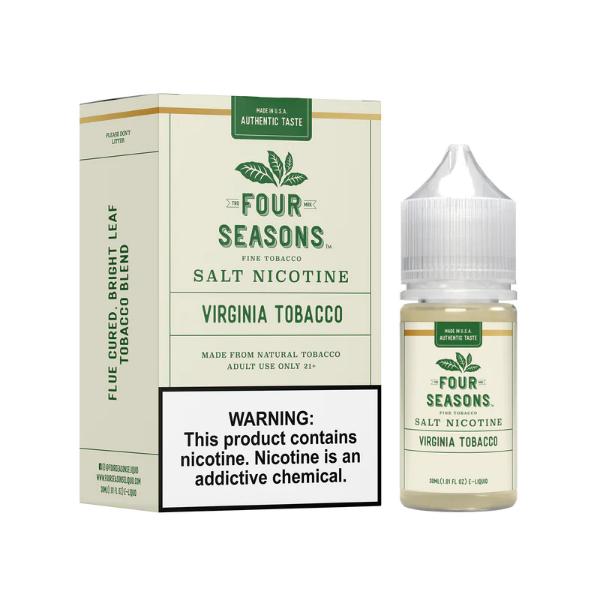 Four Seasons Salt 30mL Vape Juice Best Flavor Virginia Tobacco