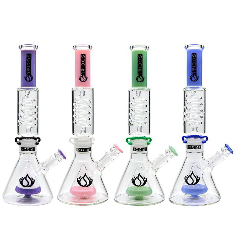 Best Deal Social Glass FURION Freezable Cone Perc Beaker Waterpipe Best Colors