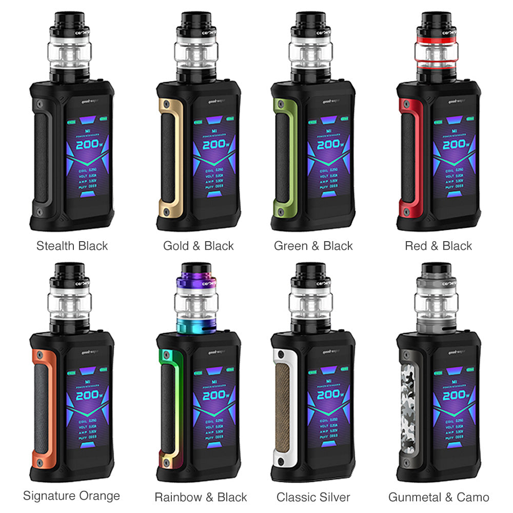 GeekVape Aegis X Cerberus Tank Starter Kit Best Colors Stealth Black Gold & Black Green & Black Red & Black Signature Orange Rainbow & Black Classic Silver Gunmetal & Camo