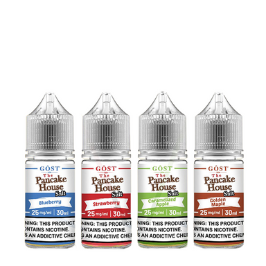 Pancake House Salt Vape Juice 30mL Best Flavors Blueberry Strawberry Caramelized Apple Golden Maple