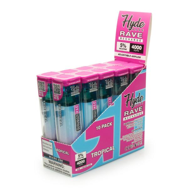 Hyde Edge RAVE Recharge 10 Pack Disposable Vape Best Flavor Tropical