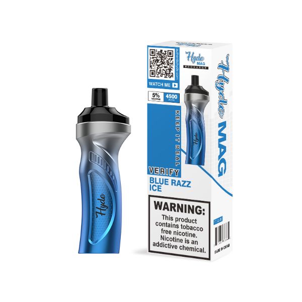 Best Deals Hyde Mag 4500 Puffs Recharge Disposable Vape Blue Razz Ice