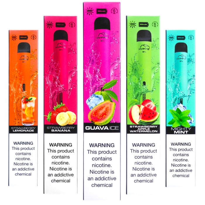 Hyppe Max Flow Single Disposable Vape 6mL 2000 Puffs Best Flavors Strawberry Lemonade Strawberry Banana Guava Ice Strawberry Apple Watermelon Mighty Mint