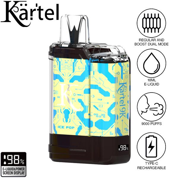 Kartel 9k by Vapmod 9000 Puffs 18mL Disposable Vape Best Flavor Ice Pop