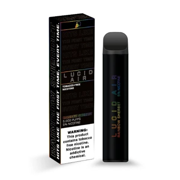 Best Deal Lucid Air Disposable Vape 16.7mL 5000 Puffs 10 Pack Rainbow Sherbet