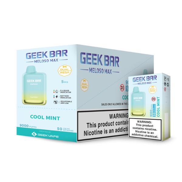 Best Deals Geek Bar Meloso MAX 9000 Puffs Disposable Vape 14mL Best Flavor Cool Mint