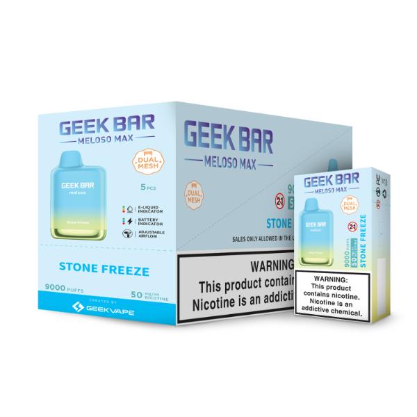 Best Deals Geek Bar Meloso MAX 9000 Puffs Disposable Vape 14mL Best Flavor Stone Freeze