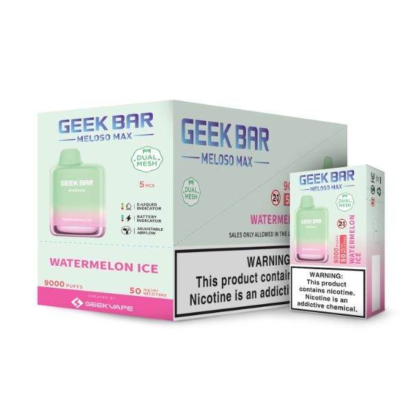 Best Deals Geek Bar Meloso MAX 9000 Puffs Disposable Vape 14mL Best Flavor Watermelon Ice