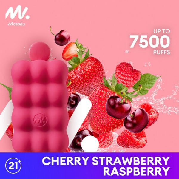 Best Deals Metaku Spongie 7500 Puffs Disposable Vape 12mL 5 Pack Best Flavor Cherry Strawberry Raspberry